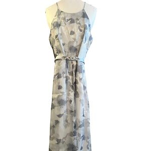 Eliza J  Embellished Belted Watercolor Organza  High Low Dress Size 14